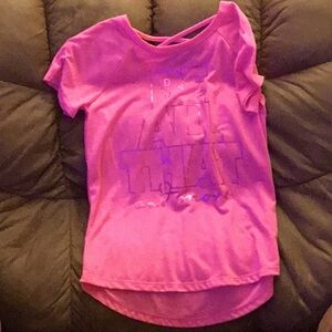 Xersion Girls Top Hot Pink Size XL 16 Short-Sleeves Criss-Cross Back Never Worn